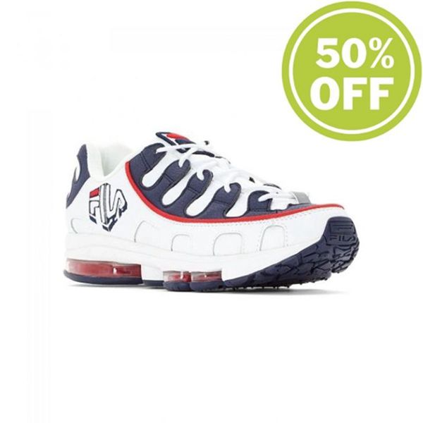 Fila Silva Trainer Men's Sneakers - White/Navy/Red,NZ 859-16073